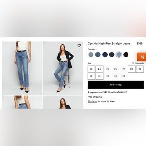 Cynthia High Rise Straight Jeans - Size 25 (rip near butt)